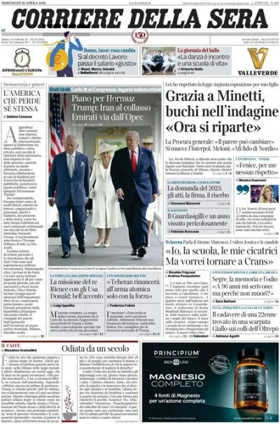 3 minuti faLe prime pagine di oggiLe polemiche sulla grazia a Minetti, il decreto sul lavoro, la visita di Carlo III negli Stati Uniti, e gli Emirati Arabi Uniti lasciano l'OPEC