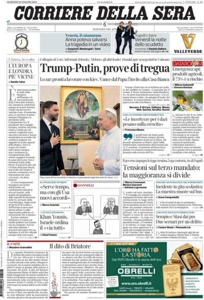 Le prime pagine di oggiLa telefonata fra Putin e Trump, il governo impugna la legge del Trentino sul terzo mandato, e l'accordo fra Regno Unito e Unione Europea