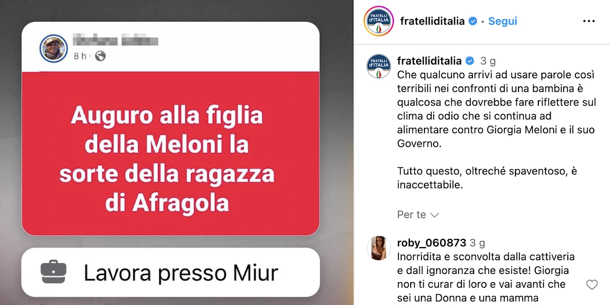 Il caso del professore che ha augurato la morte alla figlia di Meloni sui socialÈ stato molto raccontato dai media, e lui ricoverato e sospeso dal lavoro