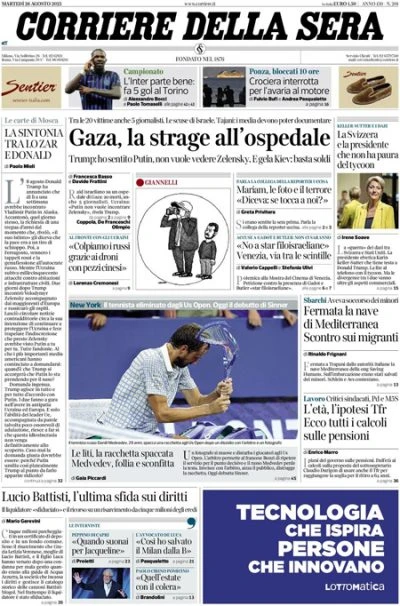 pochi secondi faLe prime pagine di oggiIl bombardamento di un ospedale nella Striscia di Gaza, Trump contro Zelensky, e la Mostra del cinema di Venezia