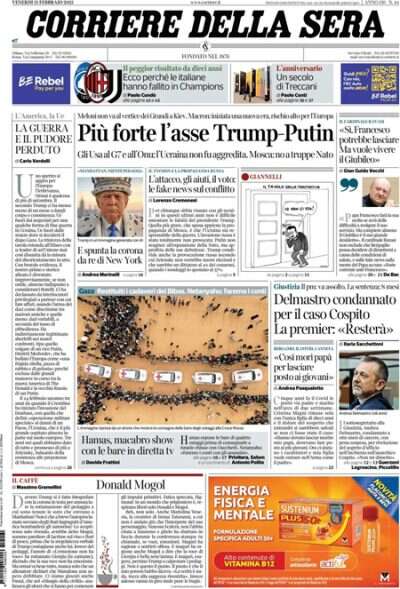 Le prime pagine di oggiGli Stati Uniti contro la definizione della Russia come paese aggressore, la condanna di Delmastro, e la restituzione delle bare degli ostaggi di Hamas