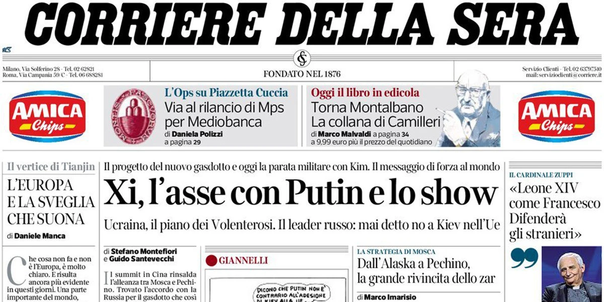 5 minuti faLe prime pagine di oggiL'incontro fra Xi Jinping e Putin, la morte di Emilio Fede, e gli US Open di tennis