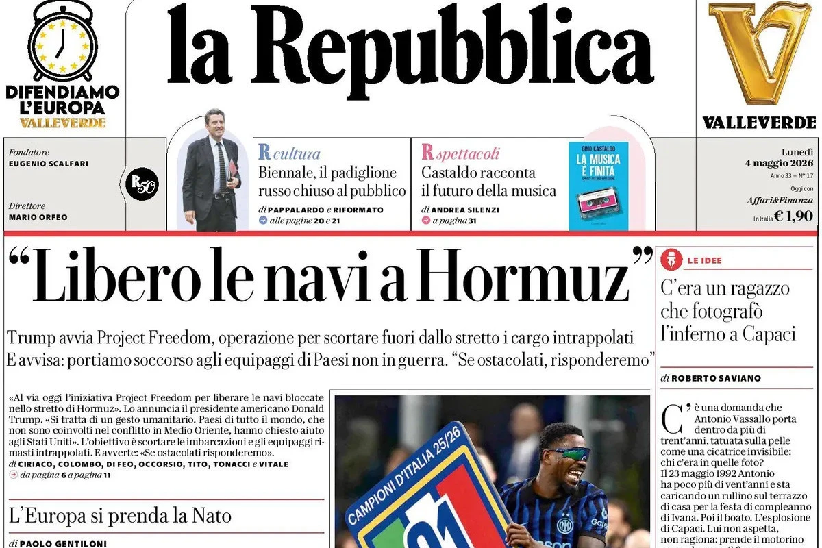 3 minuti faLe prime pagine di oggiIl prossimo incontro fra Rubio e papa Leone XIV, i negoziati fra Stati Uniti e Iran, e lo scudetto dell'Inter