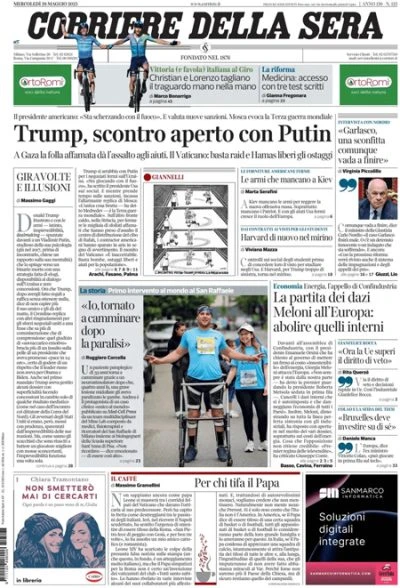 Le prime pagine di oggiLa confusione nella distribuzione degli aiuti a Gaza, l'assemblea di Confindustria, e le parole di Trump su Putin