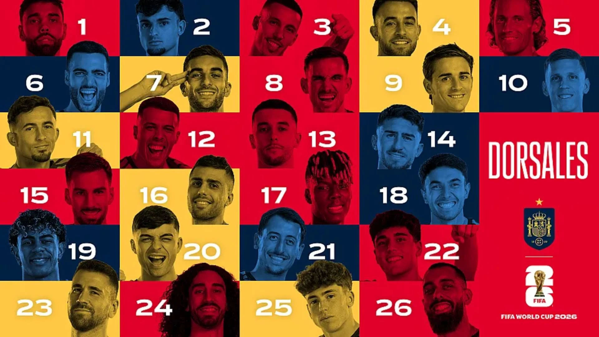España ya tiene dorsales para el Mundial 2026