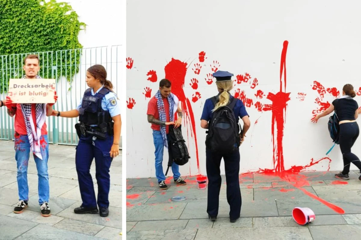 Neue Generation protestiert am Kanzleramt: Kann rote Farbe Merz umstimmen?