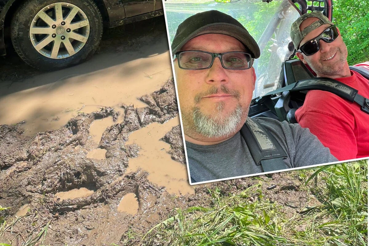 Quad-Duo entdeckt auf schlammiger Waldroute Körper, plötzlich gluckst es: 