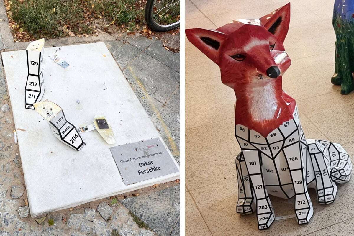 Zerstörte Fuchs-Skulptur aus Reinickendorf wieder aufgetaucht