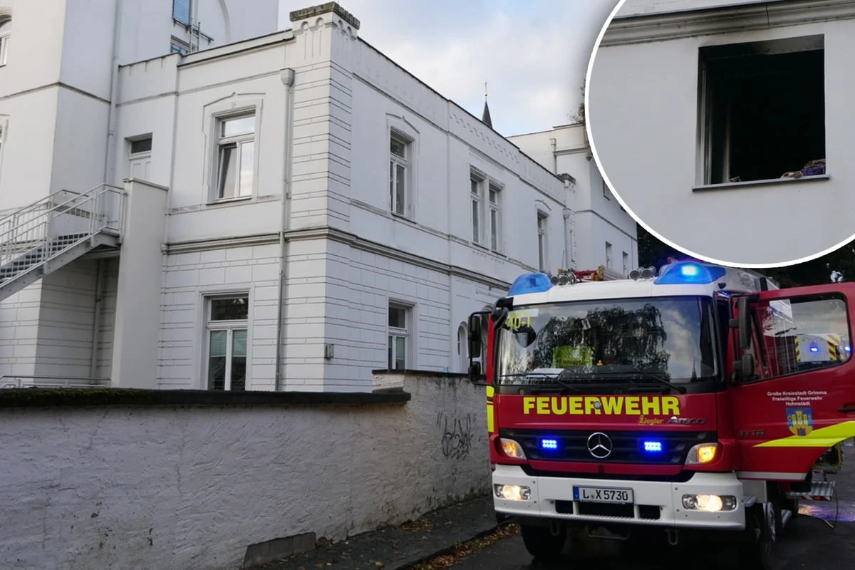 Feuerwehr rettet zwei Menschen aus brennendem Wohnheim bei Leipzig