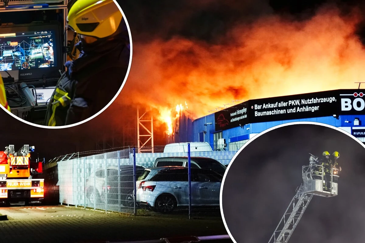 Großbrand: Autohaus-Werkstatt in Leipzig durch Flammen zerstört