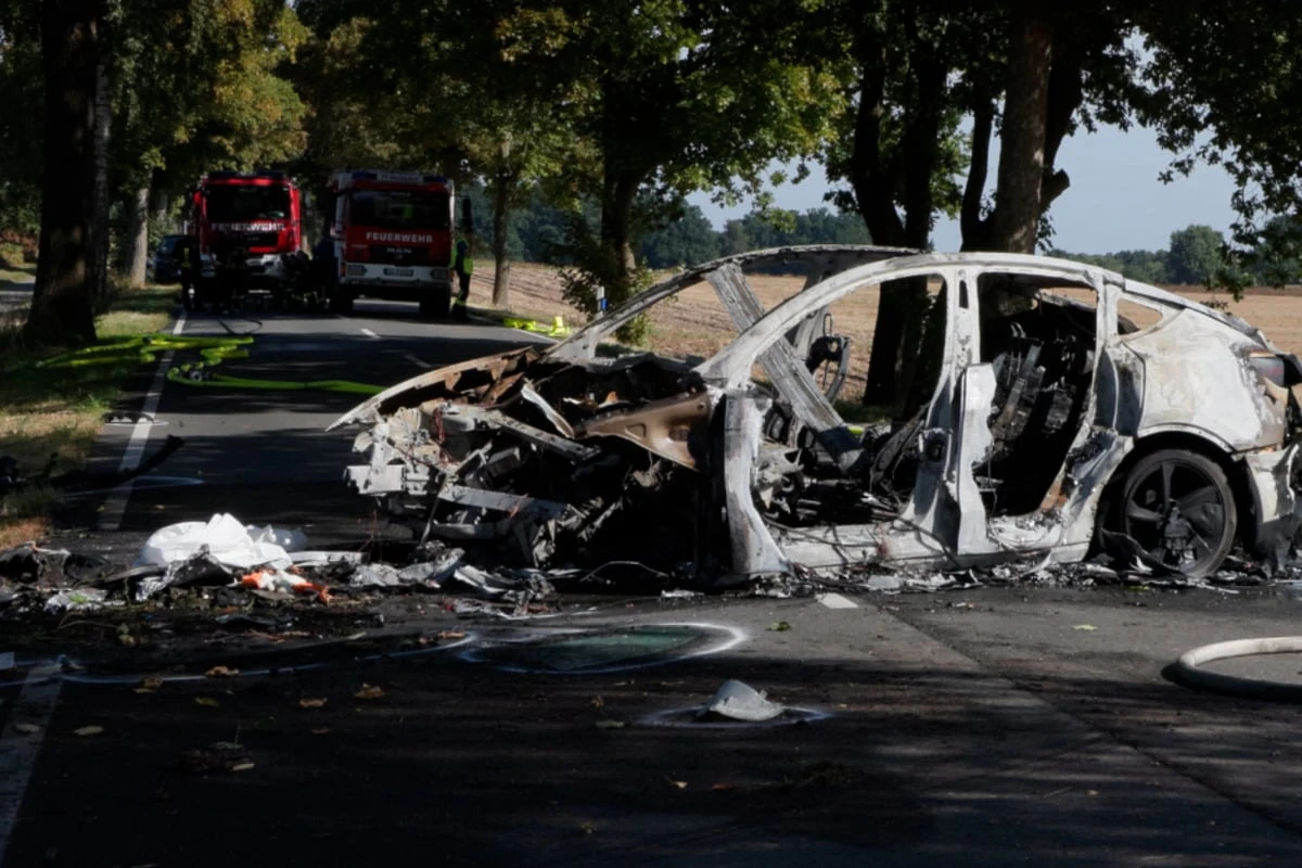 Tesla kracht gegen Baum und geht in Flammen auf: Fahrer stirbt im Wrack