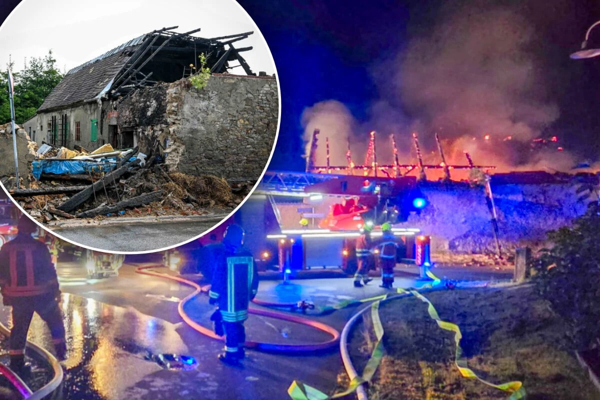 Lodernde Flammen mitten in der Nacht: Scheune bei Brand völlig zerstört