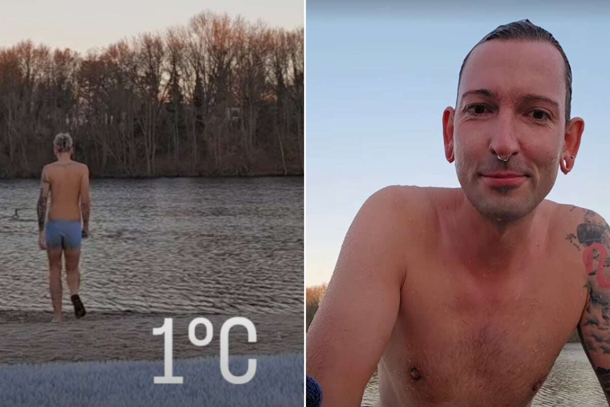 Fabian Kahl bei 1 Grad im Wasser: 