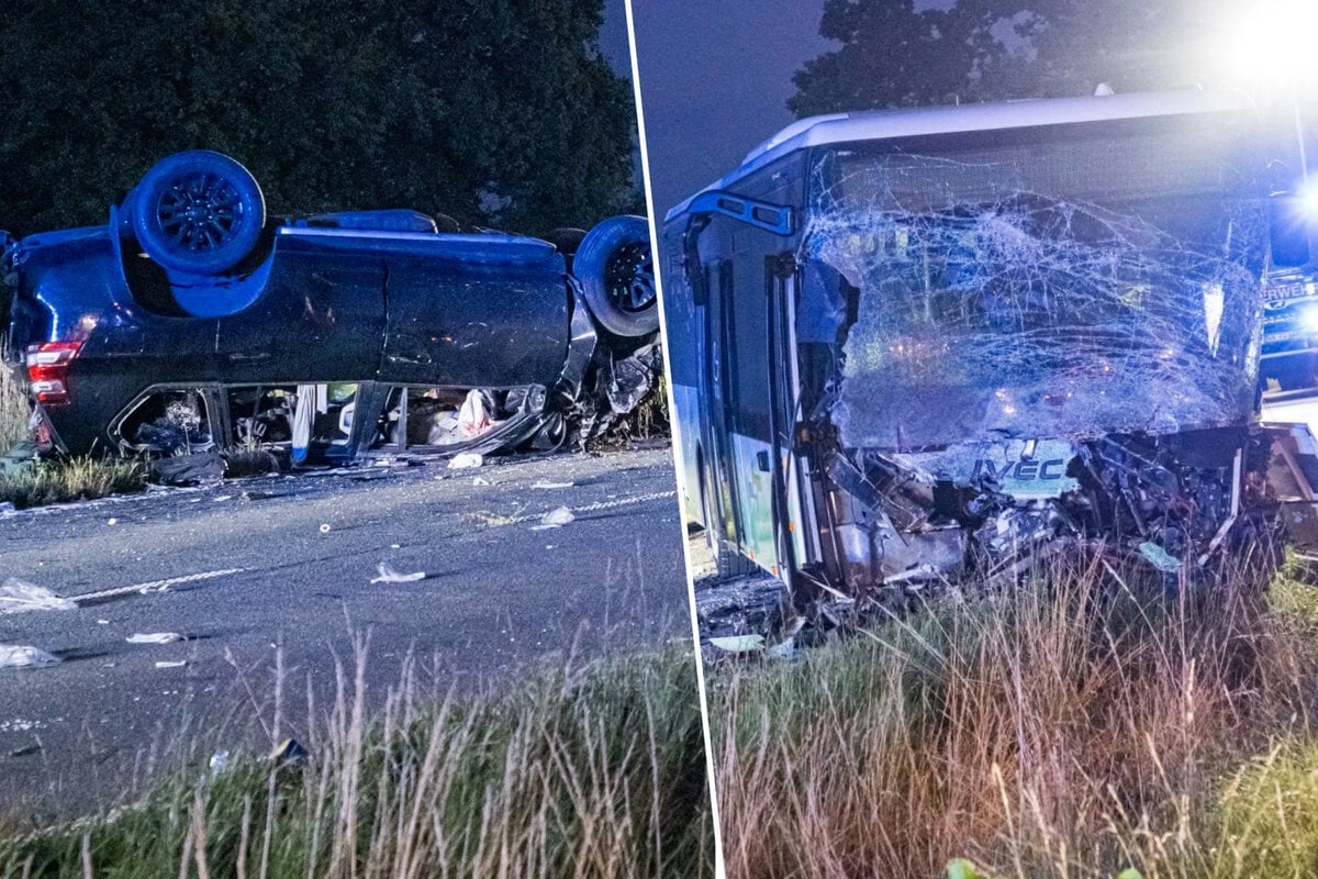 Toyota kracht frontal in Linienbus: Drei Schwerverletzte