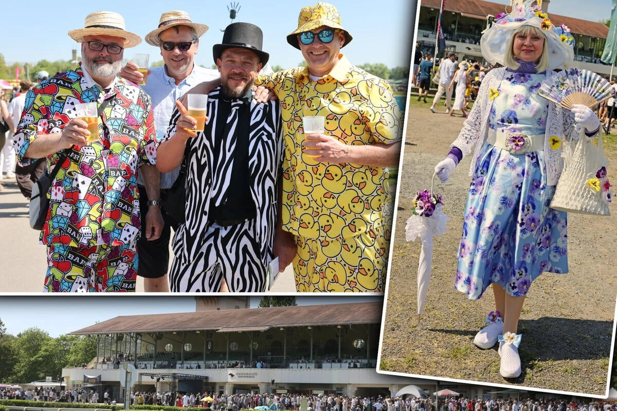 Enten-Anzug & Blumendame: Sie stehlen den Pferden beim Leipziger Aufgalopp die Show