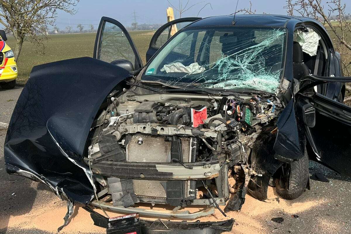 Heftiger Unfall: Nissan-Fahrerin kommt von Straße ab und spaltet Baum