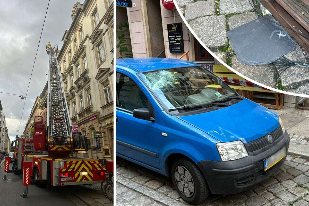 Ärger in der Neustadt: Dach-Schiefer stürzt herunter und zerschlägt Windschutzscheibe