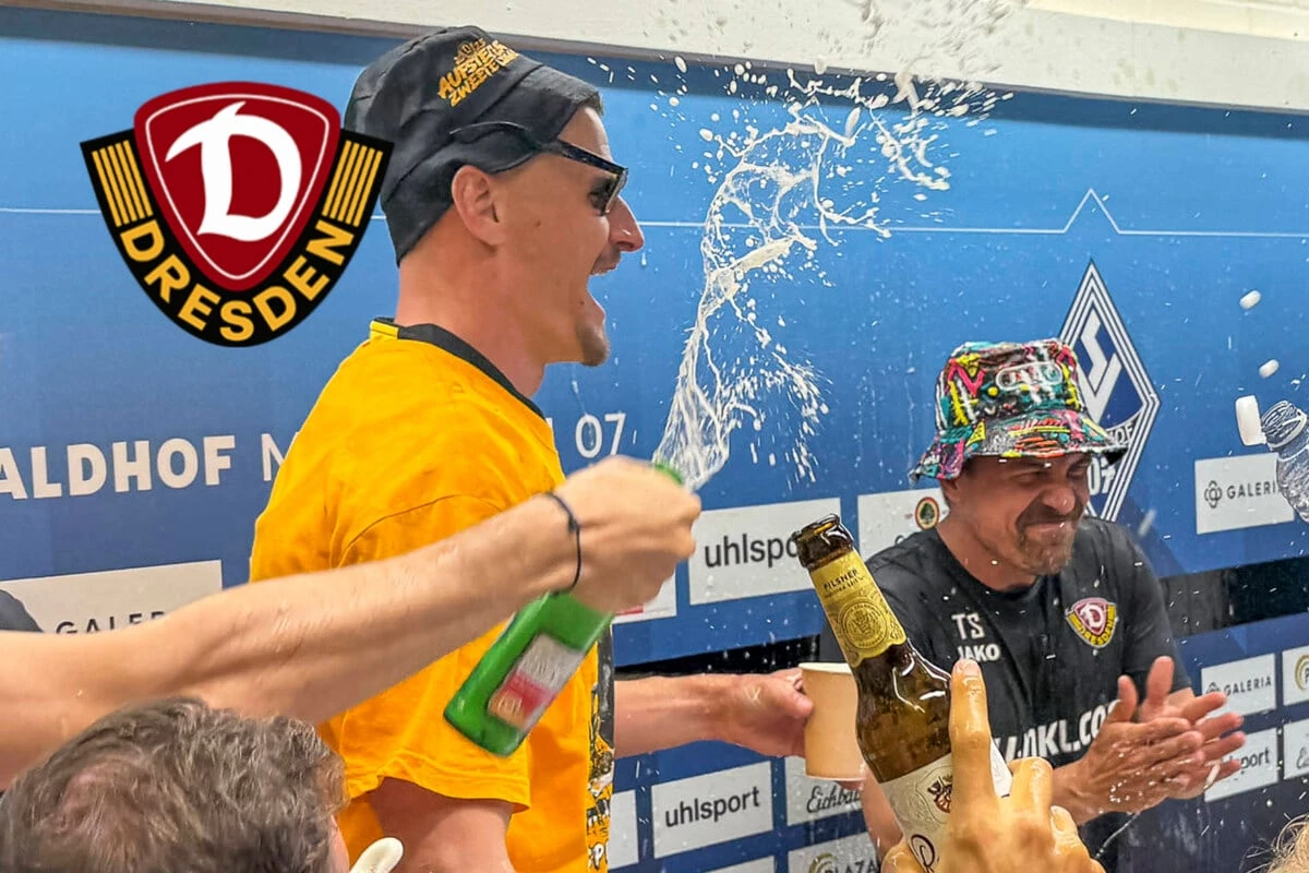 Dynamos Aufstiegstrainer: Partylöwe Stamm tanzt, hüpft und singt mit Fischerhut