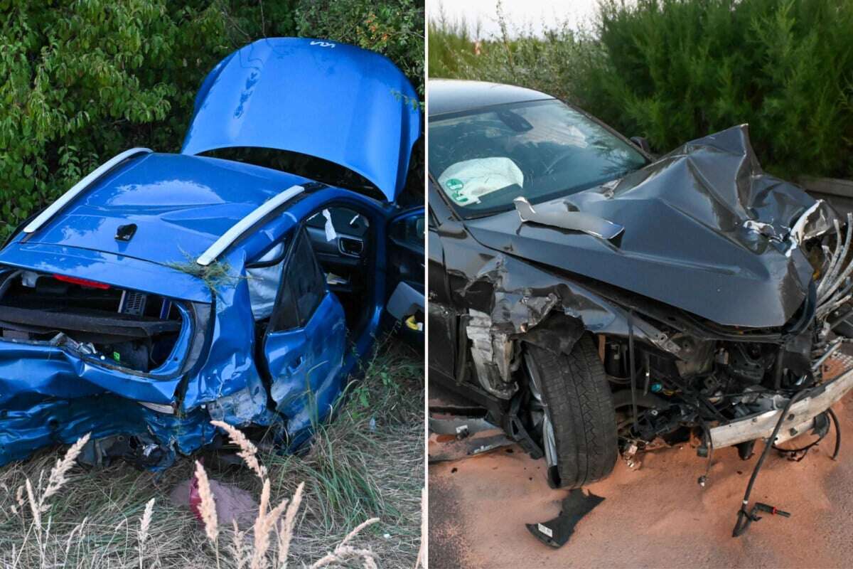 Kia kracht in BMW und landet im Graben: Drei Verletzte bei Unfall auf A14