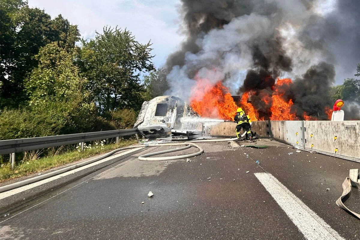 Lkw in Vollbrand: A81 zwischen Sulz und Empfingen voll gesperrt