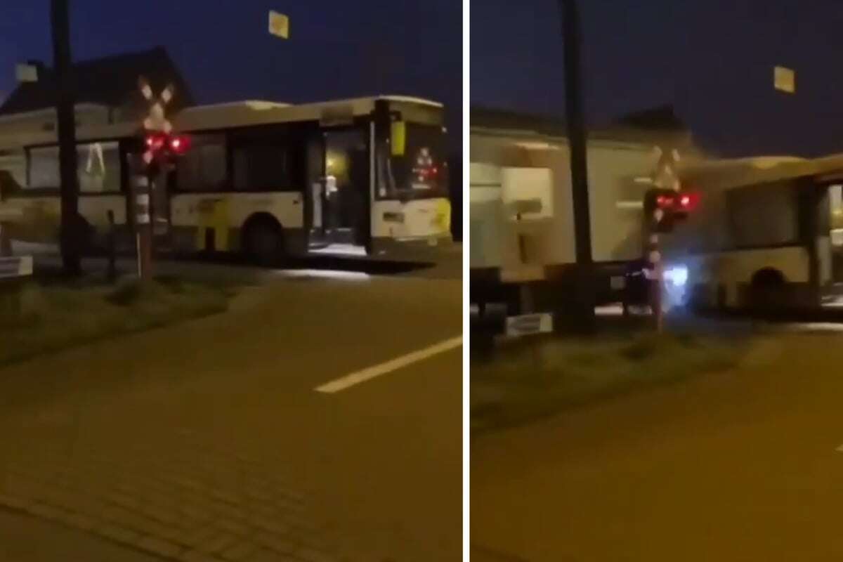 Voll besetzter Schulbus von Zug zerfetzt: Busfahrer verhindert Katastrophe!