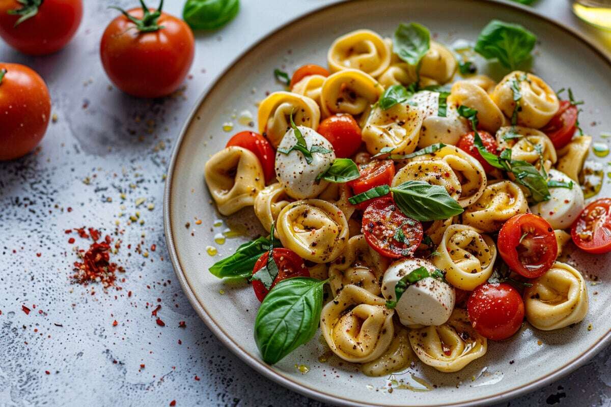 Rezept des Tages: Tortellinisalat mit Mozzarella, Tomaten und Basilikum