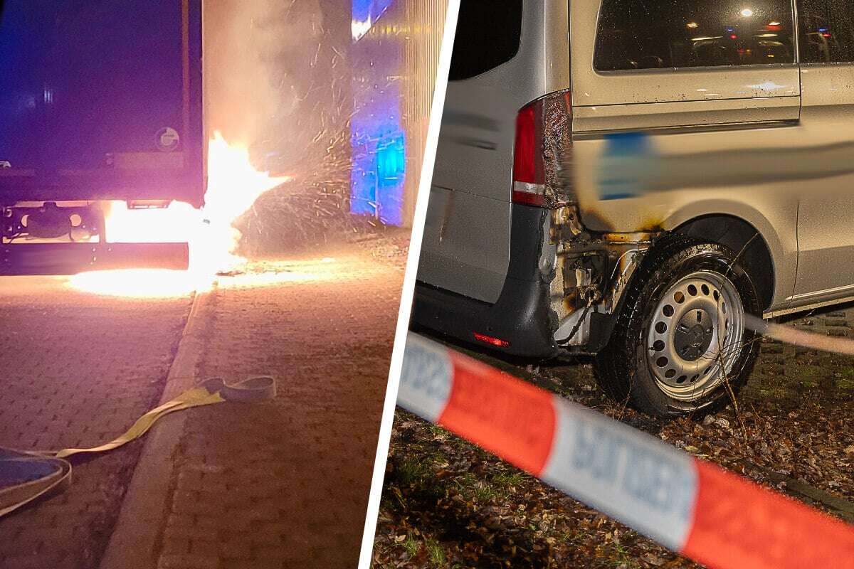 Brandstiftung im Vogtland: Lkw, Transporter und Mülltonne brennen