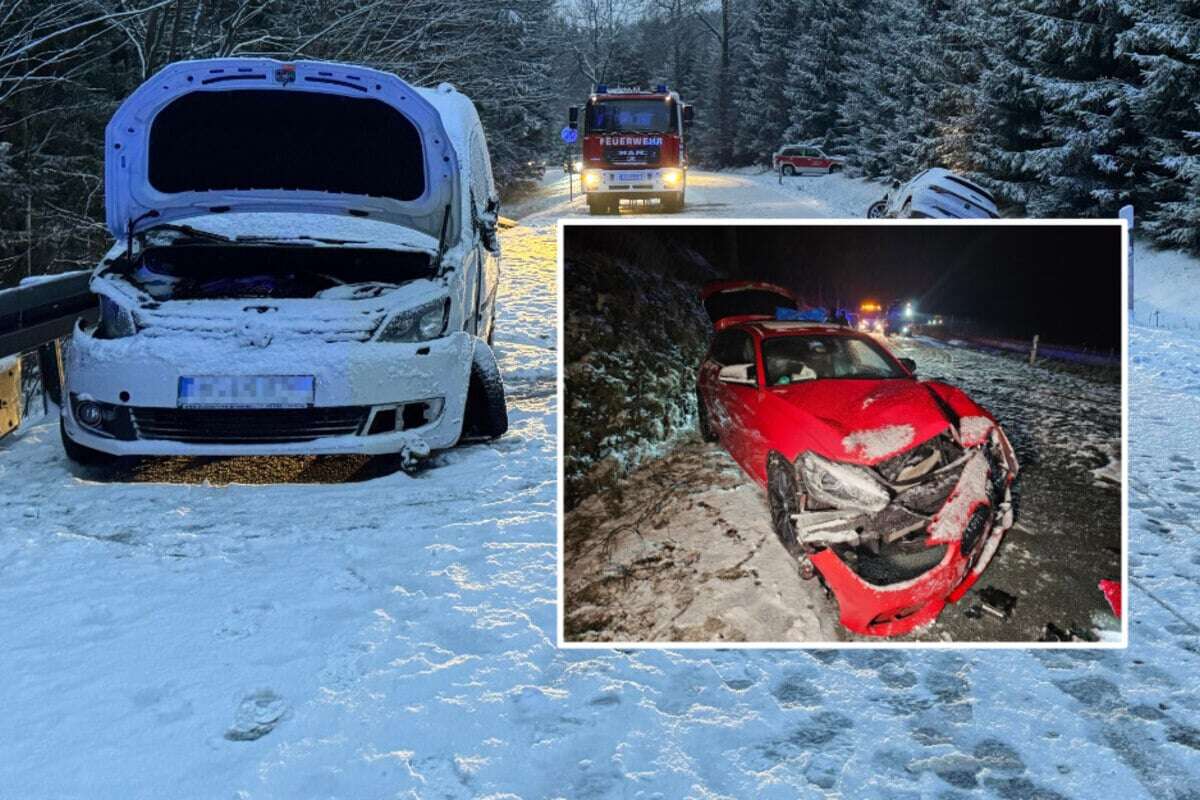 Glatte Straßen in Sachsen: Zwei Frontalcrashs, fünf Verletzte