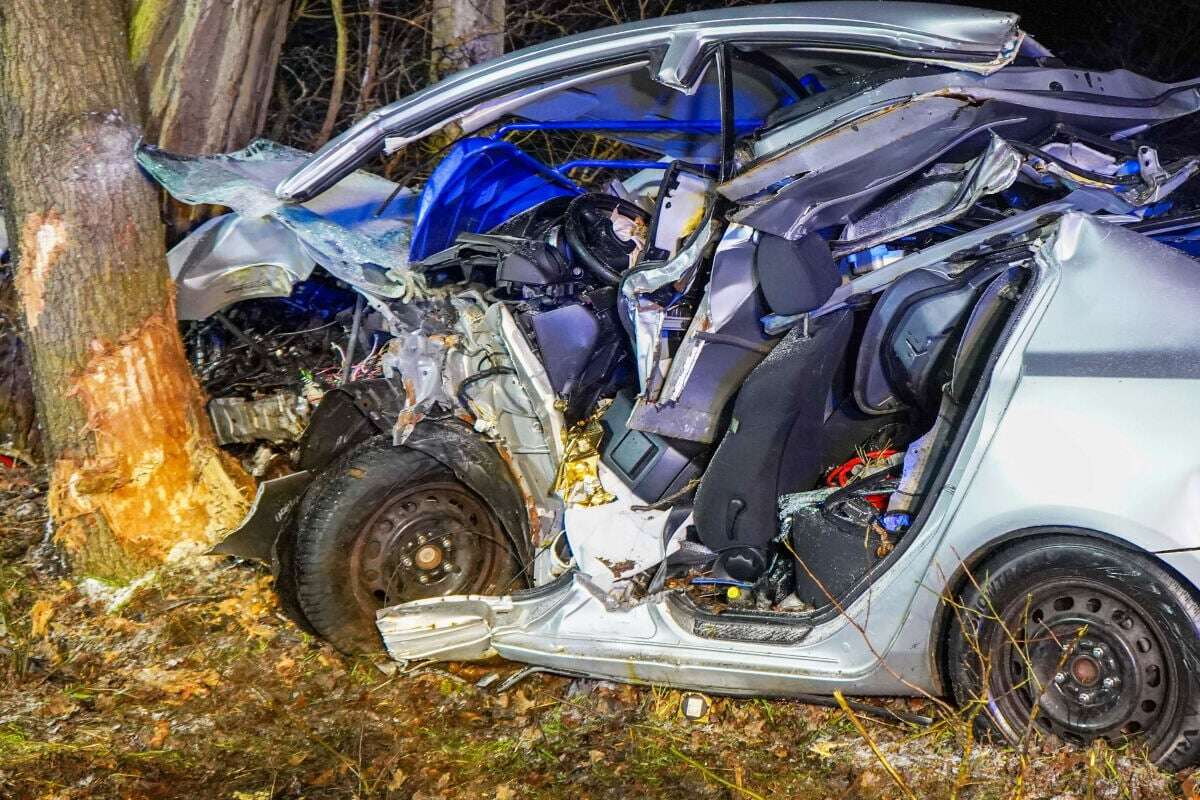 Mazda kracht in Baumgruppe: 32-Jähriger stirbt bei Horror-Unfall