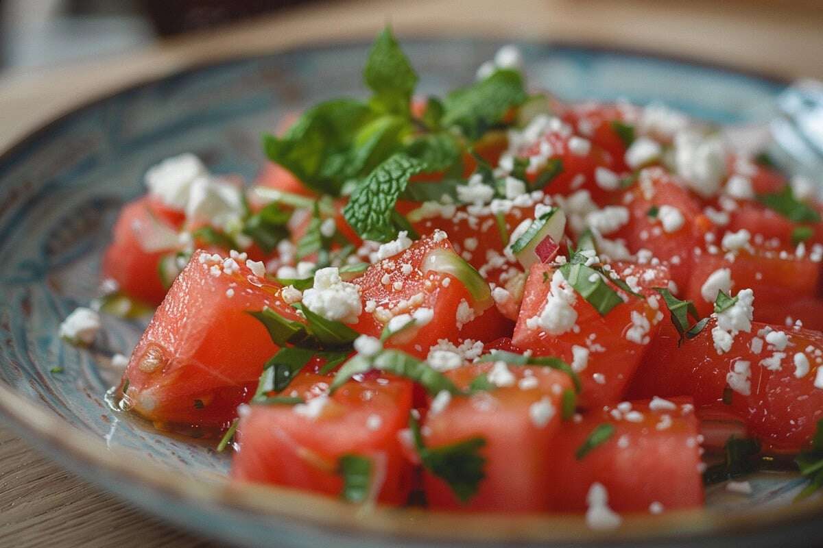 Rezept des Tages: Wassermelonen-Feta-Salat mit Minze und Limettendressing