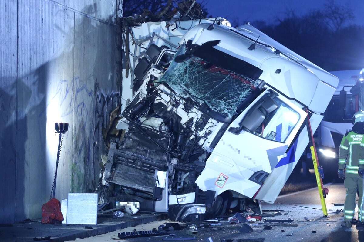 Lkw kracht in Dresden gegen Pfeiler von A4-Brücke