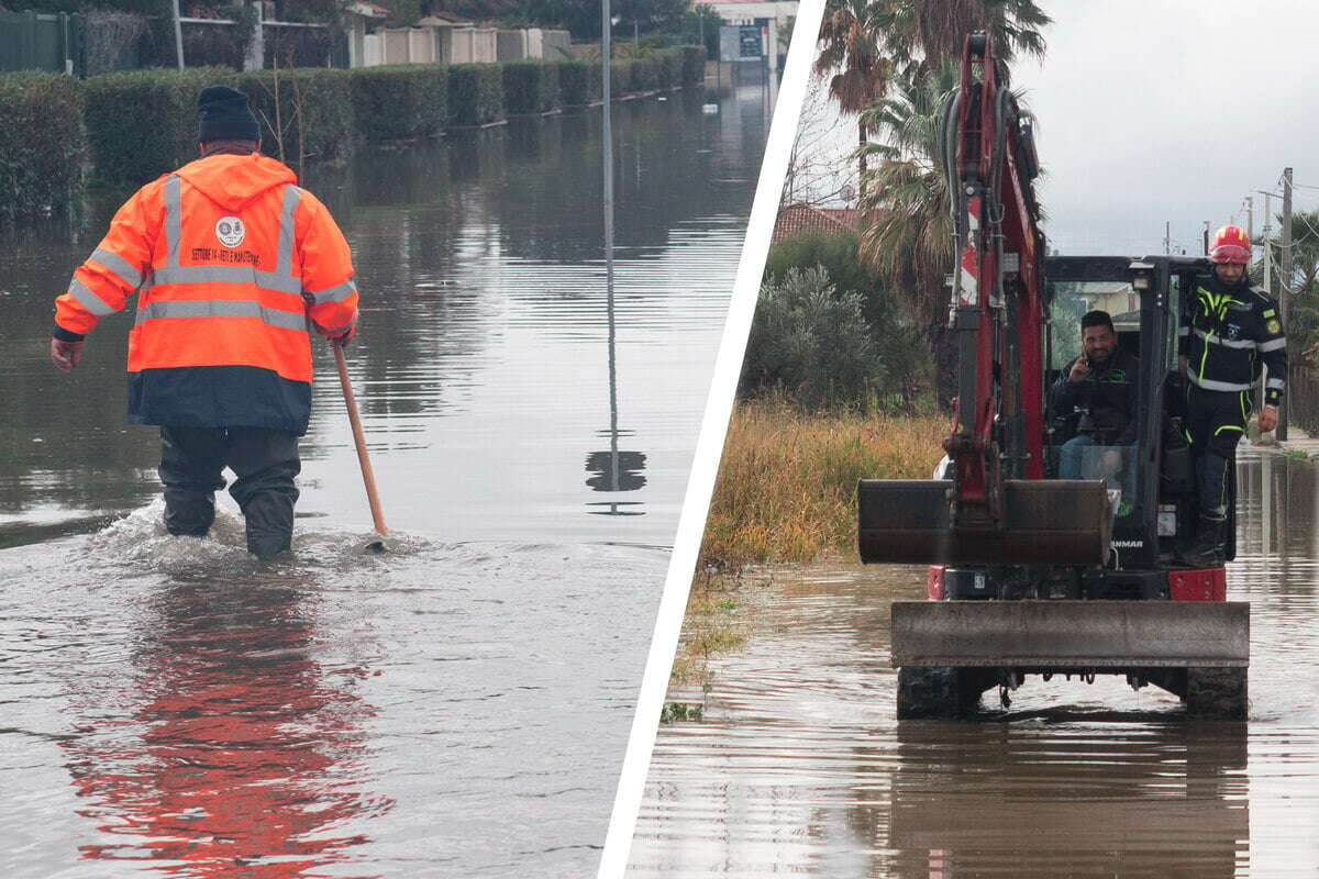 Überschwemmungen nach heftigem Regen: Unbewohntes Gebäude stürzt ein