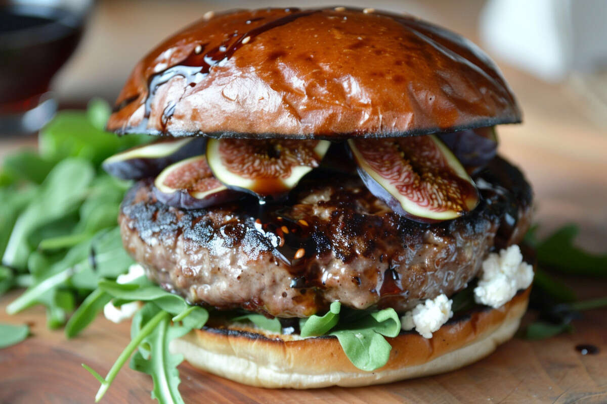 Rezept des Tages: Sommerlicher Feigen-Ziegenkäse-Burger mit Rucola und Balsamico-Dressing