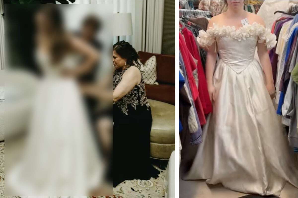 Braut verwandelt altes Secondhand-Kleid in Hochzeitsdress: Das Ergebnis verblüfft alle