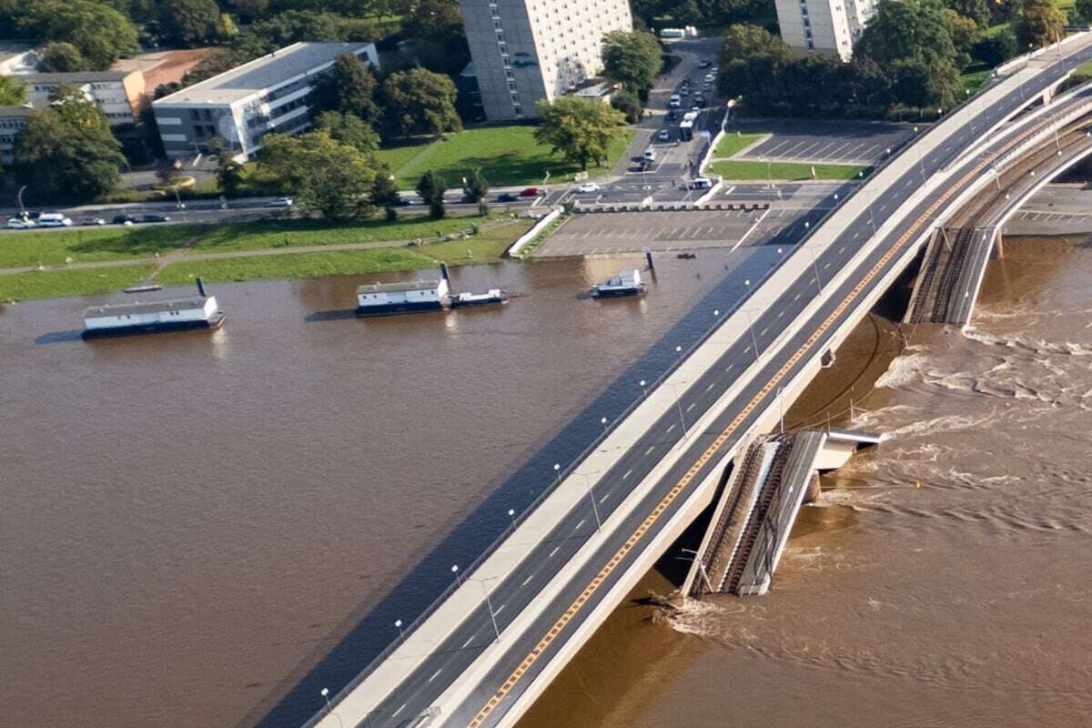 Vor genau sieben Tagen geschah das große Unglück: Teil von Carolabrücke kracht ins Wasser