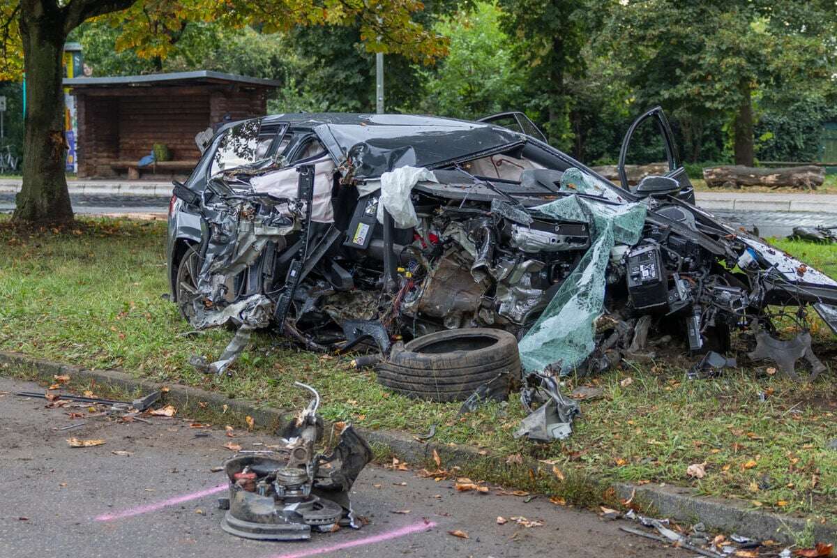 Golf wird durch Baum-Crash komplett zerfetzt: Motor und Getriebe herausgerissen