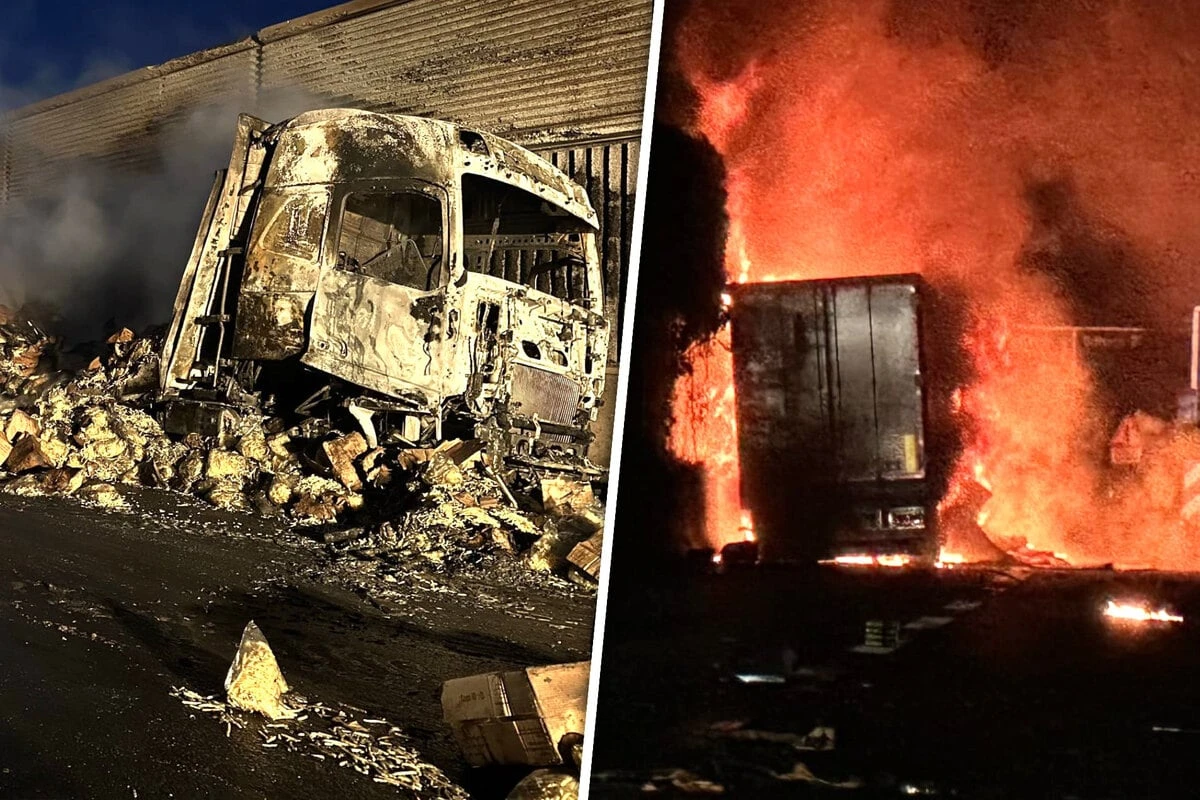 Inferno auf der A2: Lkw steht nach Unfall in Vollbrand
