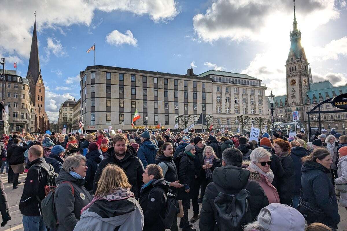 Menschenkette und Demo gegen AfD in Hamburg: Hunderte sammeln sich am Junfernstieg