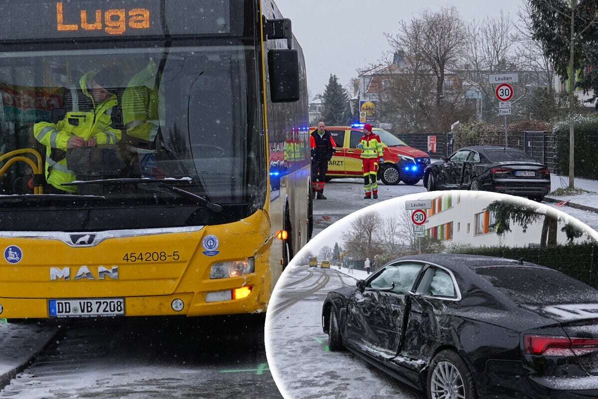 Unfall in Dresden: Audi-Fahrer schleudert gegen Linienbus!