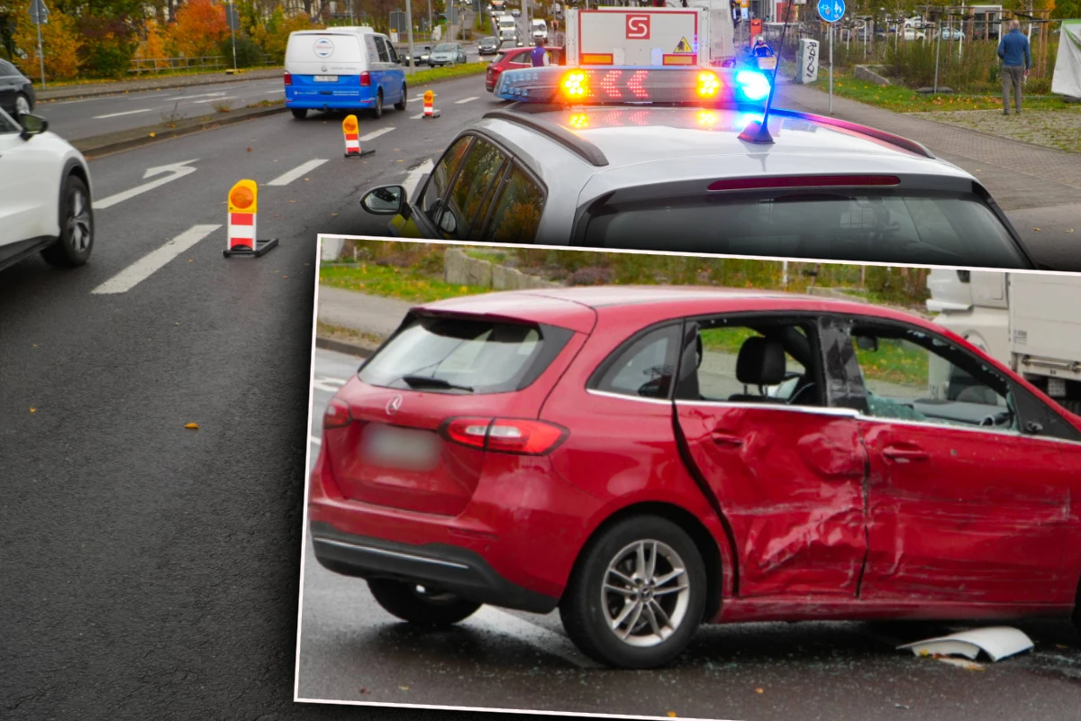 Kettenreaktion in Leipzig: Mehrere Vollbremsungen, drei Fahrzeuge beteiligt