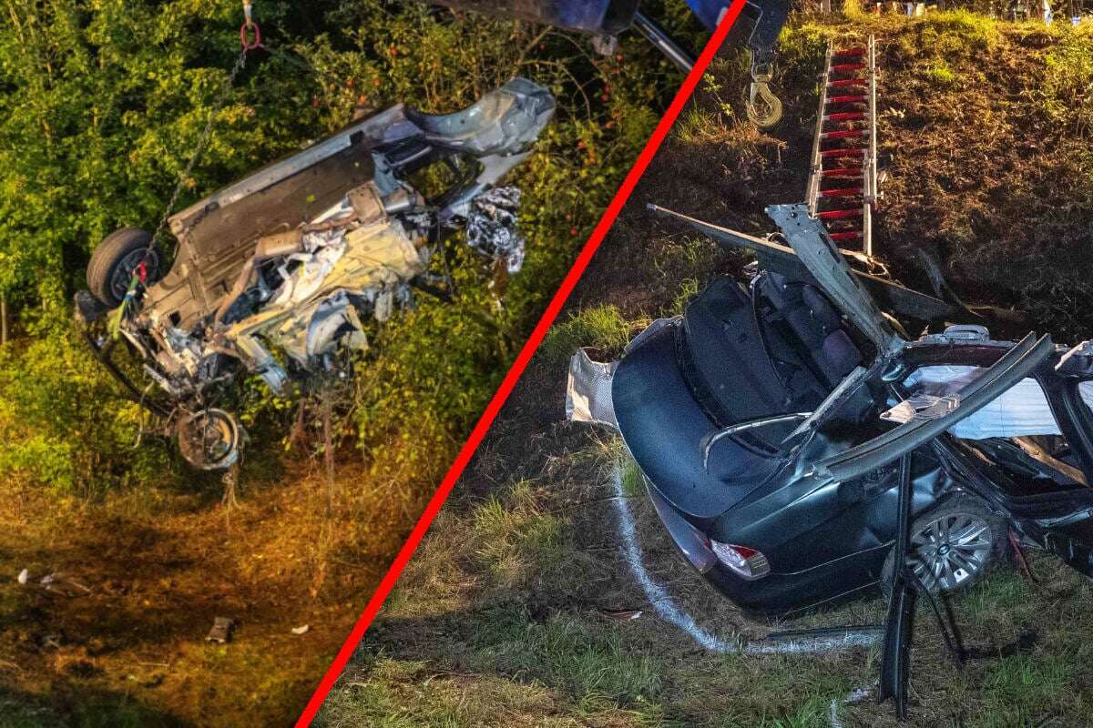 Tödlicher Unfall: BMW stürzt von Brücke und reißt in zwei Teile