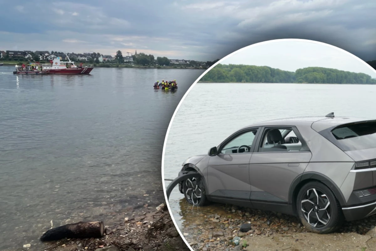 Zeugen schlagen Alarm: Autofahrer treibt im Rhein und droht unterzugehen