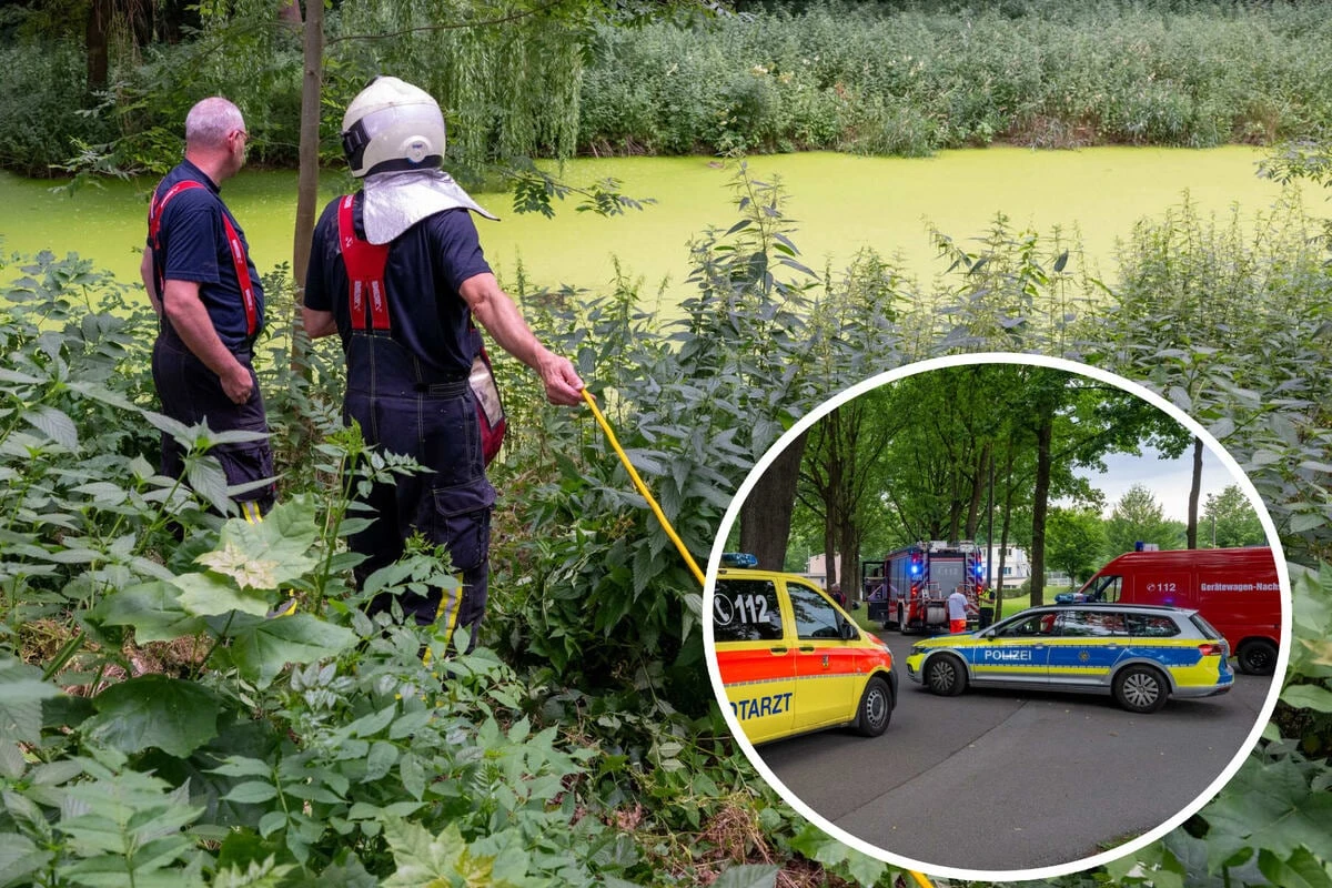 Rettungsaktion in Sachsen: Mann treibt in Teich voller Entengrütze