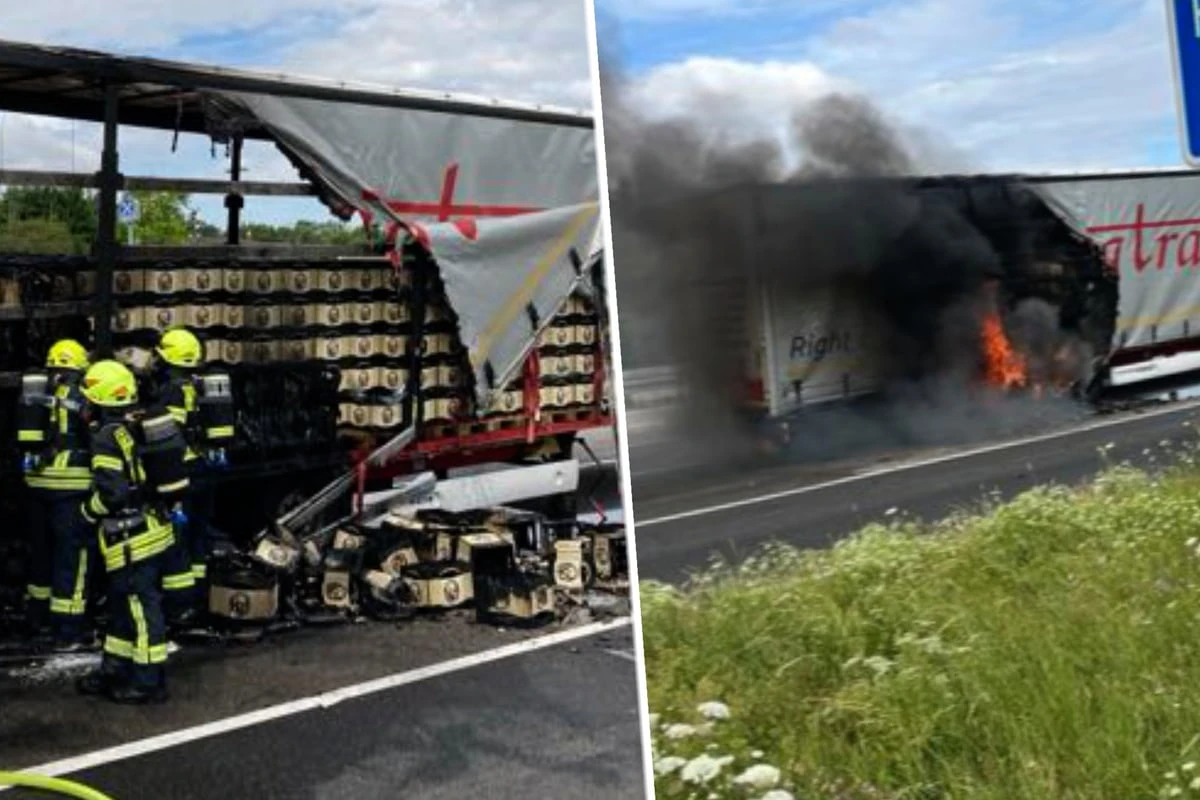 Brennender Bierlaster sorgt für Stau auf der A3 bei Bad Camberg