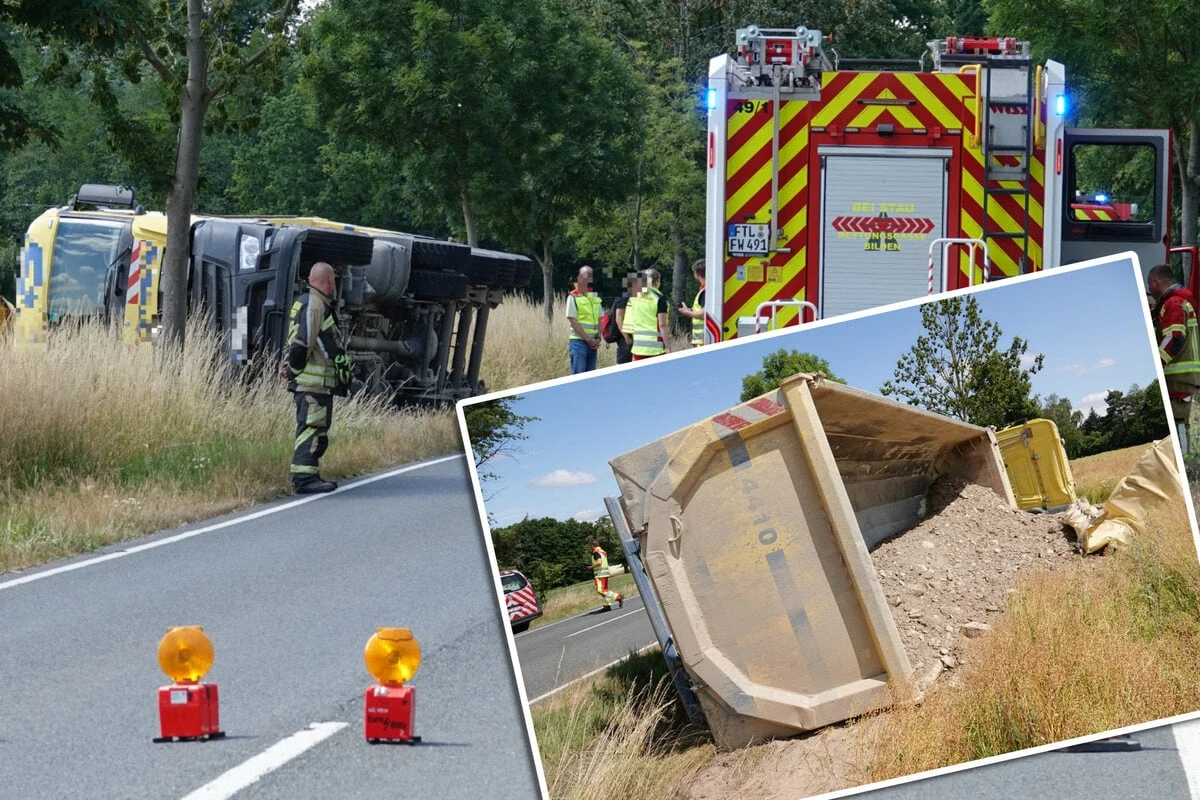 Lkw umgekippt: Fahrer verliert Kontrolle und setzt beladenen Truck in Graben