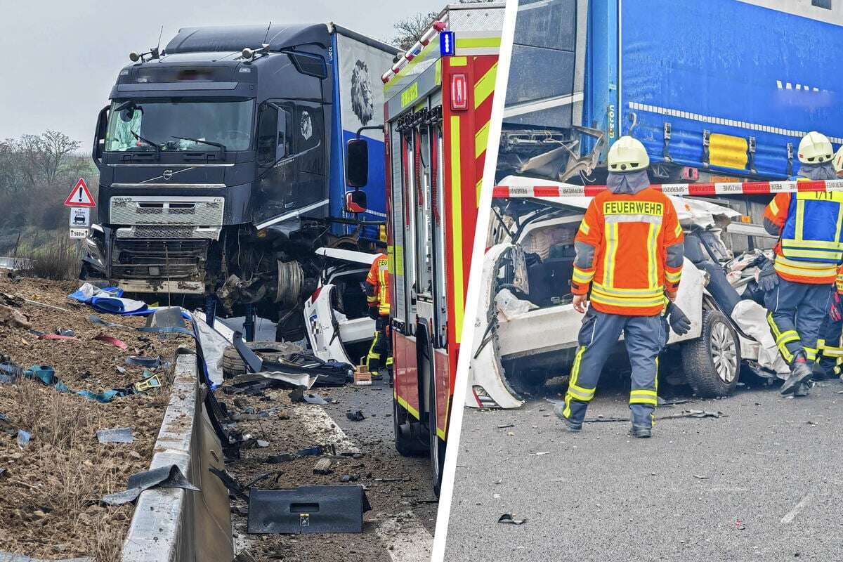 Auto nach Unfall auf A6 unter Lkw geschoben: Zwei Verletzte!