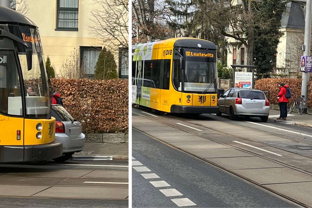 Unfall in Blasewitz: Toyota stößt mit Straßenbahn zusammen