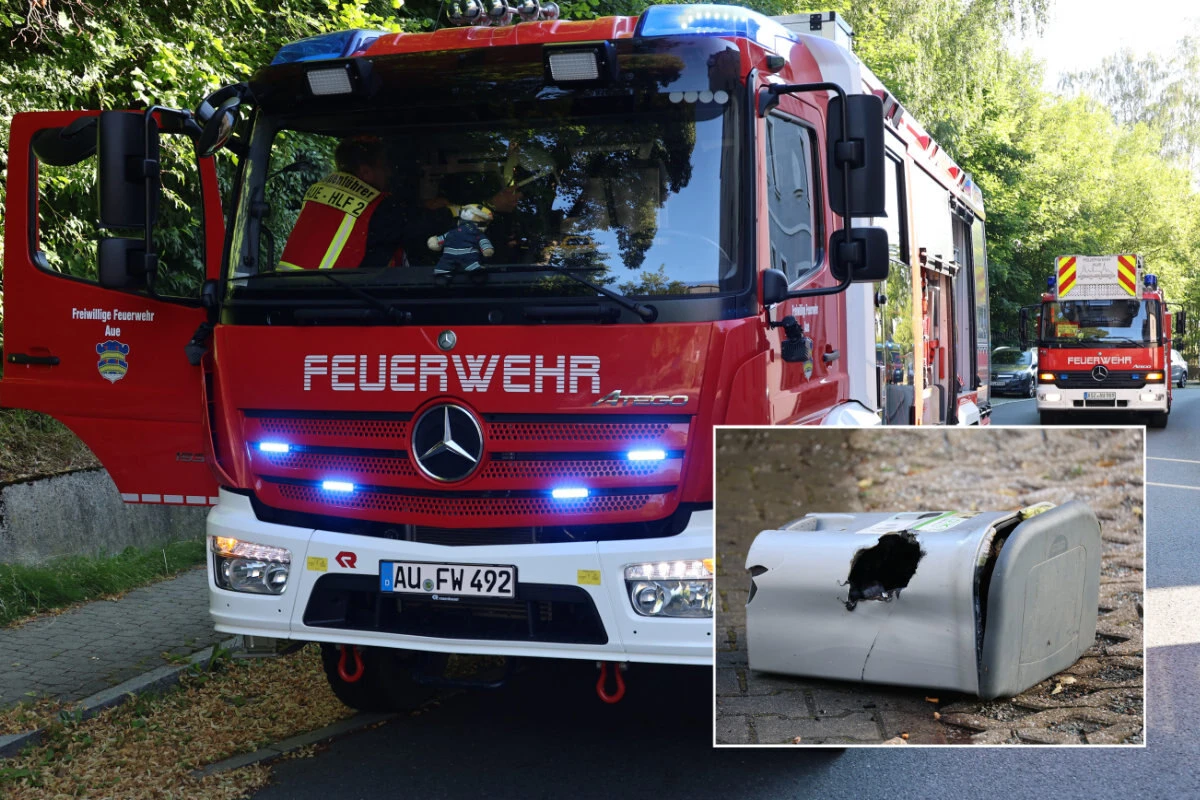 Brennender Mülleimer sorgt für Feuerwehreinsatz im Erzgebirge