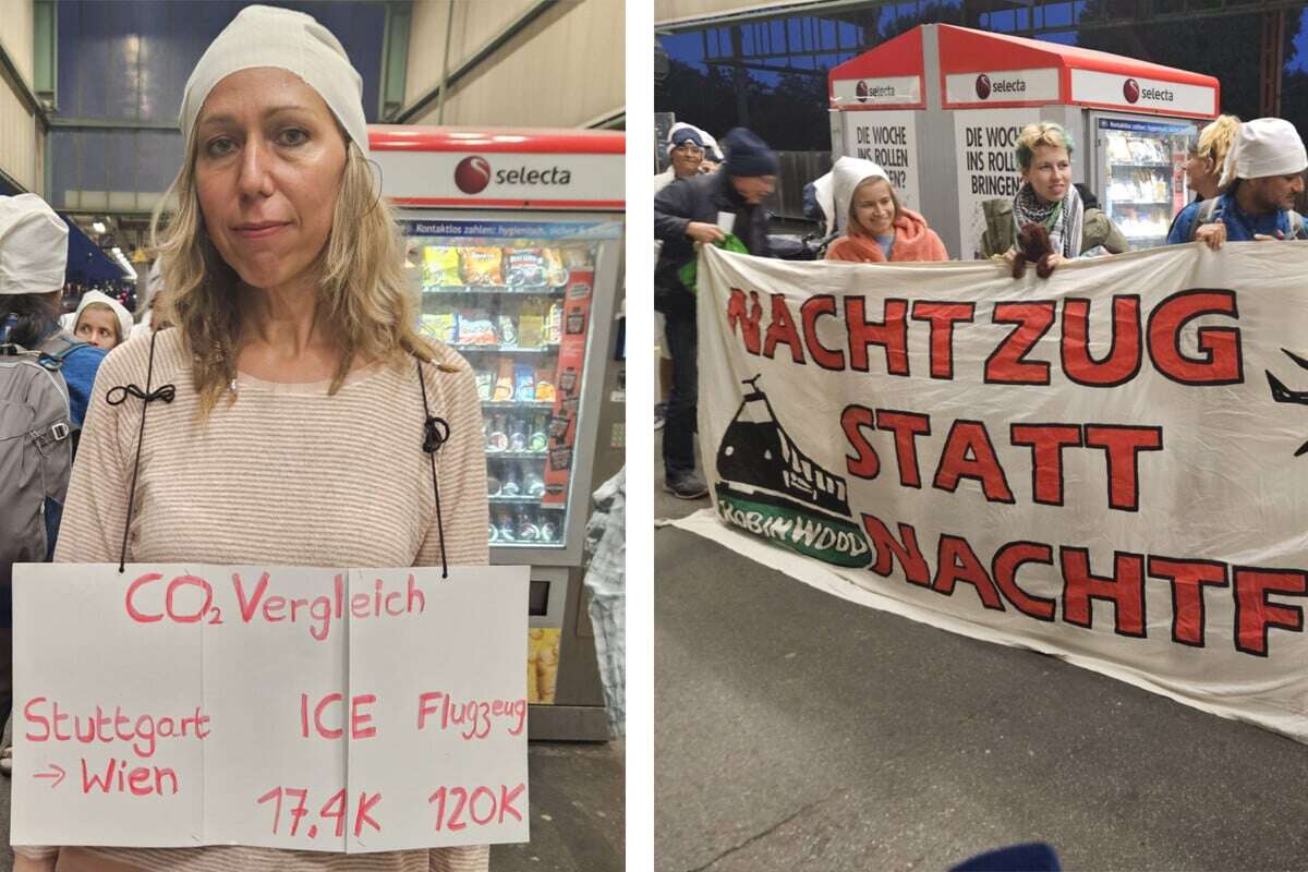 Im Pyjama fürs Klima: Flashmob heizt Stuttgarter Hauptbahnhof ein