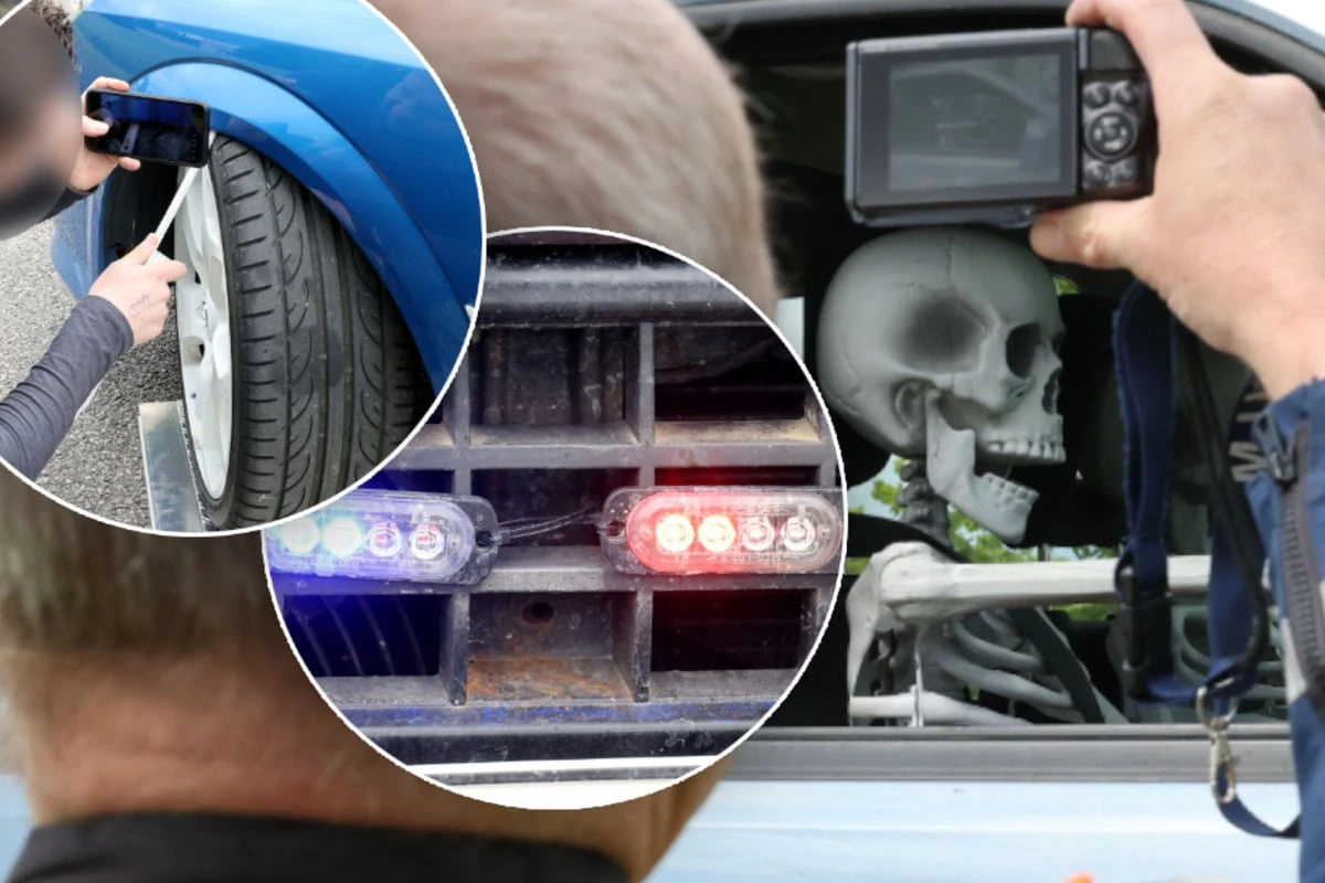 Fake-Skelette im Auto, unerlaubte Tieferlegungen: Chemnitzer Polizei mit großer Verkehrskontrolle